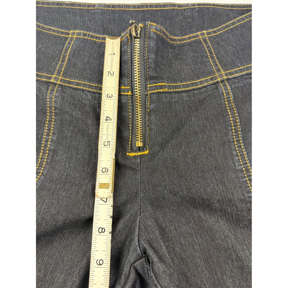 Bisou Bisou Michele Bohbot Dark Wash Flare Jeans Contrast Stitch Size 8 - Picture 4 of 8